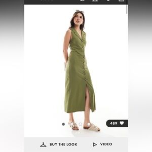 ASOS - Olive Green Sleeveless Button-Down Midaxi Vest Dress